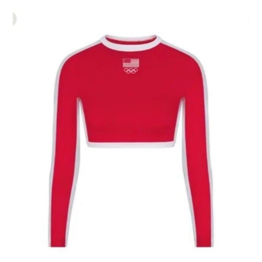 SKIMS Red Long Sleeve Swim Top